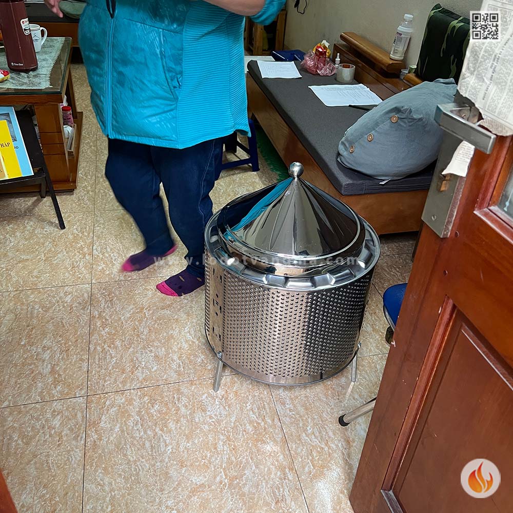 Chị Tâm tại Xuân La, Tây Hồ, Hà Nội nhận lò hoá vàng Inox size nhỏ tháo máy 7kg