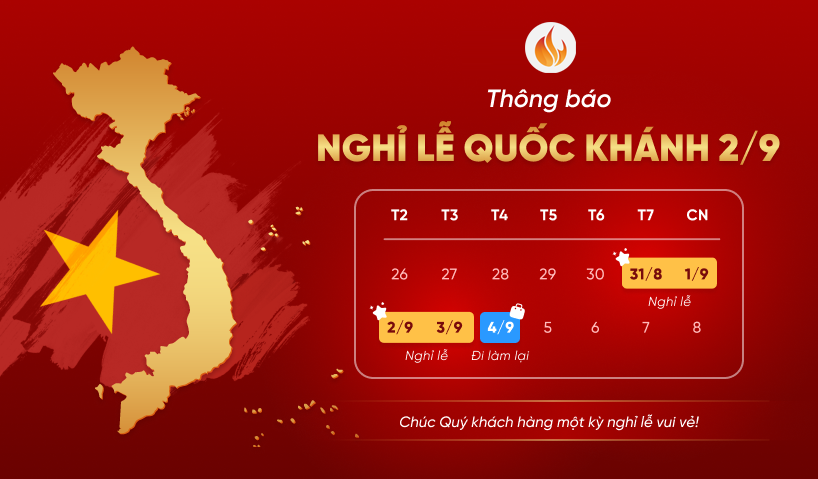 Thông báo lịch nghỉ lễ Quốc khánh 02/09 năm 2024