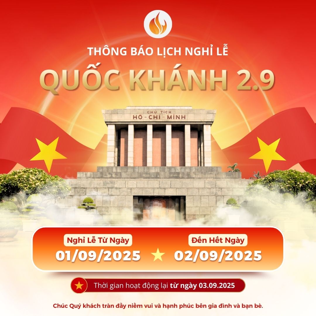 Shop Lò Đốt Vàng Mã Thông báo lịch nghỉ lễ Quốc khánh 02/09 năm 2025